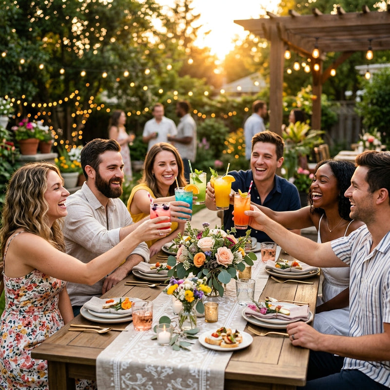 Summer golden hour cocktail gathering