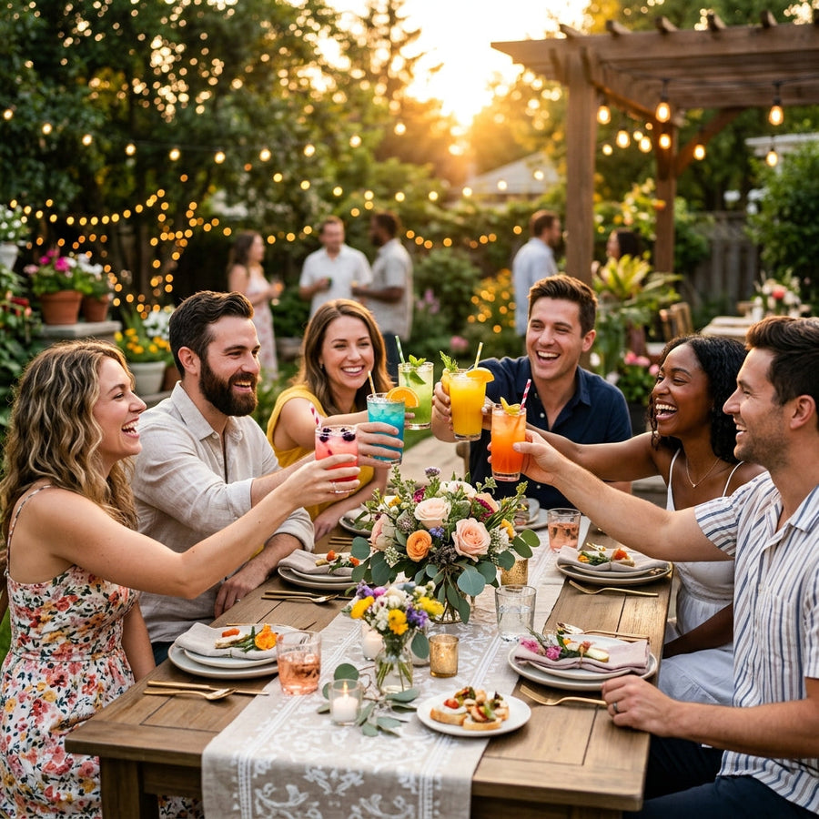 Summer golden hour cocktail gathering