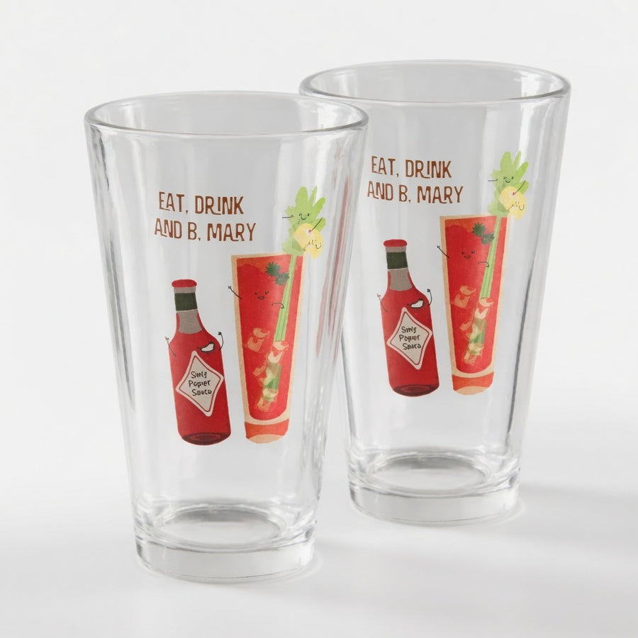 B.Mary Mornings Pint Glasses (Set of 2) angle