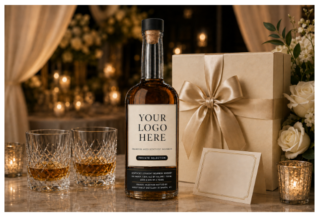Custom-labeled bourbon wedding gift
